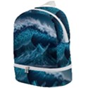 Tsunami Waves Ocean Sea Water Rough Seas Blue Zip Bottom Backpack View1