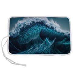 Tsunami Waves Ocean Sea Water Rough Seas Blue Pen Storage Case (m) by Wegoenart