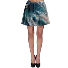 Tsunami Waves Ocean Sea Water Rough Seas Skater Skirt by Wegoenart