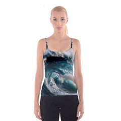 Tsunami Waves Ocean Sea Water Rough Seas Spaghetti Strap Top by Wegoenart