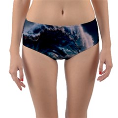 Tsunami Waves Ocean Sea Water Rough Seas Reversible Mid-waist Bikini Bottoms by Wegoenart