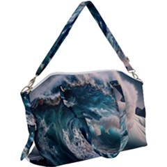 Tsunami Waves Ocean Sea Water Rough Seas Canvas Crossbody Bag by Wegoenart