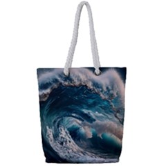 Tsunami Waves Ocean Sea Water Rough Seas Full Print Rope Handle Tote (small) by Wegoenart