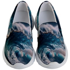 Tsunami Waves Ocean Sea Water Rough Seas Kids Lightweight Slip Ons by Wegoenart