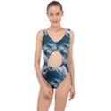 Tsunami Waves Ocean Sea Water Rough Seas Center Cut Out Swimsuit View1