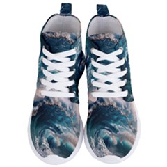 Tsunami Waves Ocean Sea Water Rough Seas Women s Lightweight High Top Sneakers by Wegoenart