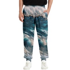 Tsunami Waves Ocean Sea Water Rough Seas Men s Elastic Waist Pants by Wegoenart