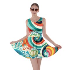 Waves Ocean Sea Abstract Whimsical Abstract Art 2 Skater Dress by Wegoenart