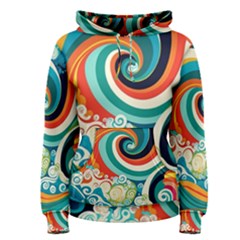 Waves Ocean Sea Abstract Whimsical Abstract Art 2 Women s Pullover Hoodie by Wegoenart