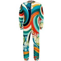 Waves Ocean Sea Abstract Whimsical Abstract Art 2 Onepiece Jumpsuit (men) by Wegoenart