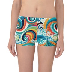 Waves Ocean Sea Abstract Whimsical Abstract Art 2 Boyleg Bikini Bottoms by Wegoenart