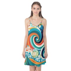 Waves Ocean Sea Abstract Whimsical Abstract Art 2 Camis Nightgown  by Wegoenart