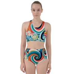 Waves Ocean Sea Abstract Whimsical Abstract Art 2 Racer Back Bikini Set by Wegoenart