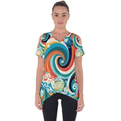 Waves Ocean Sea Abstract Whimsical Abstract Art 2 Cut Out Side Drop Tee by Wegoenart