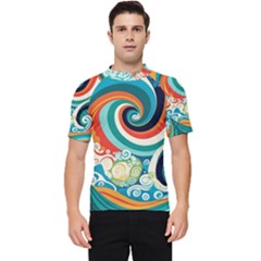 Waves Ocean Sea Abstract Whimsical Abstract Art 2 Men s Short Sleeve Rash Guard by Wegoenart