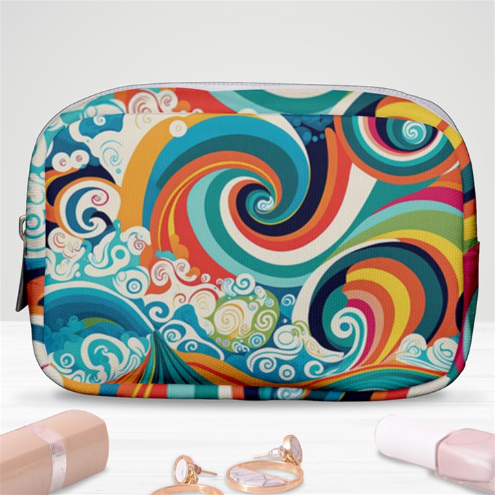 Waves Ocean Sea Abstract Whimsical Abstract Art 2 Make Up Pouch (Small)