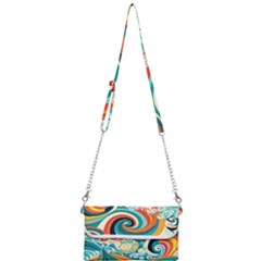 Waves Ocean Sea Abstract Whimsical Abstract Art 2 Mini Crossbody Handbag by Wegoenart