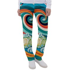 Waves Ocean Sea Abstract Whimsical Abstract Art 2 Women s Casual Pants by Wegoenart