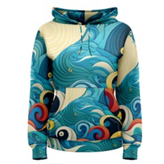 Waves Ocean Sea Abstract Whimsical Abstract Art 5 Women s Pullover Hoodie by Wegoenart