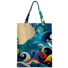 Waves Ocean Sea Abstract Whimsical Abstract Art 5 Zipper Classic Tote Bag by Wegoenart