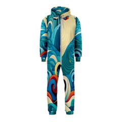 Waves Ocean Sea Abstract Whimsical Abstract Art 5 Hooded Jumpsuit (kids) by Wegoenart