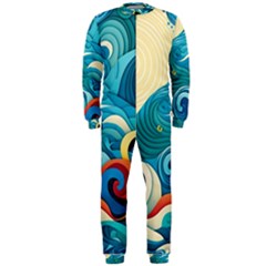 Waves Ocean Sea Abstract Whimsical Abstract Art 5 Onepiece Jumpsuit (men) by Wegoenart