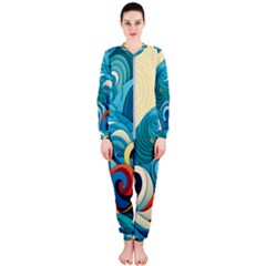 Waves Ocean Sea Abstract Whimsical Abstract Art 5 Onepiece Jumpsuit (ladies) by Wegoenart