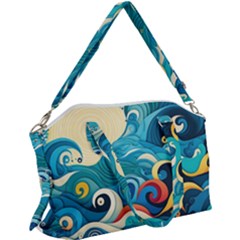 Waves Ocean Sea Abstract Whimsical Abstract Art 5 Canvas Crossbody Bag by Wegoenart