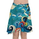 Waves Ocean Sea Abstract Whimsical Abstract Art 5 Chiffon Wrap Front Skirt View1