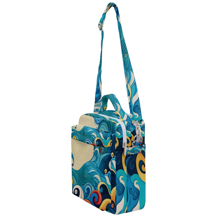 Waves Ocean Sea Abstract Whimsical Abstract Art 5 Crossbody Day Bag