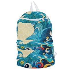 Waves Ocean Sea Abstract Whimsical Abstract Art 5 Foldable Lightweight Backpack by Wegoenart