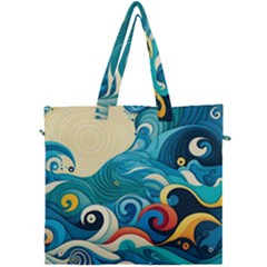 Waves Ocean Sea Abstract Whimsical Abstract Art 5 Canvas Travel Bag by Wegoenart