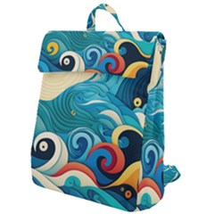 Waves Ocean Sea Abstract Whimsical Abstract Art 5 Flap Top Backpack by Wegoenart