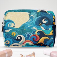 Waves Ocean Sea Abstract Whimsical Abstract Art 5 Make Up Pouch (medium) by Wegoenart