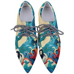 Waves Ocean Sea Abstract Whimsical Abstract Art 5 Pointed Oxford Shoes by Wegoenart