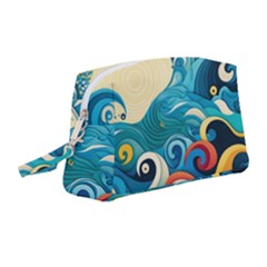 Waves Ocean Sea Abstract Whimsical Abstract Art 5 Wristlet Pouch Bag (medium) by Wegoenart