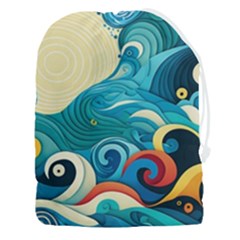 Waves Ocean Sea Abstract Whimsical Abstract Art 5 Drawstring Pouch (3xl) by Wegoenart