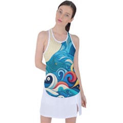 Waves Ocean Sea Abstract Whimsical Abstract Art 5 Racer Back Mesh Tank Top by Wegoenart