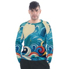 Waves Ocean Sea Abstract Whimsical Abstract Art 5 Men s Long Sleeve Raglan Tee