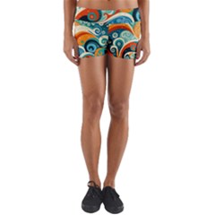 Waves Ocean Sea Abstract Whimsical Abstract Art 4 Yoga Shorts by Wegoenart