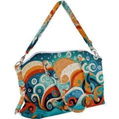 Waves Ocean Sea Abstract Whimsical Abstract Art 4 Canvas Crossbody Bag by Wegoenart