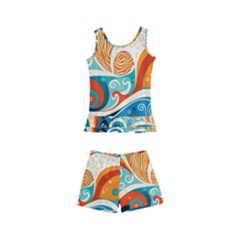 Waves Ocean Sea Abstract Whimsical Abstract Art 4 Kids  Boyleg Swimsuit by Wegoenart