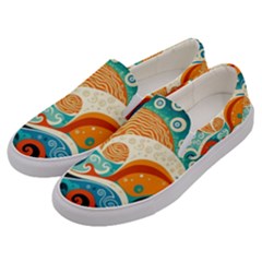 Waves Ocean Sea Abstract Whimsical Abstract Art 4 Men s Canvas Slip Ons by Wegoenart