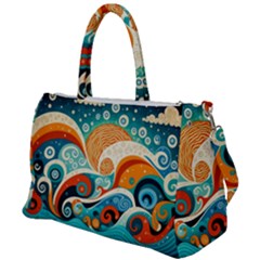 Waves Ocean Sea Abstract Whimsical Abstract Art 4 Duffel Travel Bag by Wegoenart