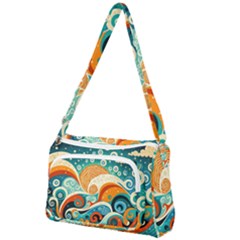 Waves Ocean Sea Abstract Whimsical Abstract Art 4 Front Pocket Crossbody Bag by Wegoenart