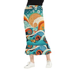 Waves Ocean Sea Abstract Whimsical Abstract Art 4 Maxi Fishtail Chiffon Skirt by Wegoenart