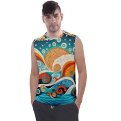 Waves Ocean Sea Abstract Whimsical Abstract Art 4 Men s Regular Tank Top by Wegoenart