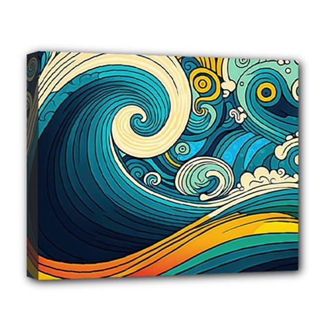 Waves Ocean Sea Abstract Whimsical Abstract Art 3 Deluxe Canvas 20  X 16  (stretched) by Wegoenart