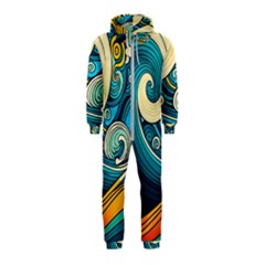 Waves Ocean Sea Abstract Whimsical Abstract Art 3 Hooded Jumpsuit (kids) by Wegoenart