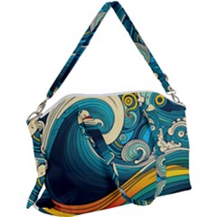 Waves Ocean Sea Abstract Whimsical Abstract Art 3 Canvas Crossbody Bag by Wegoenart